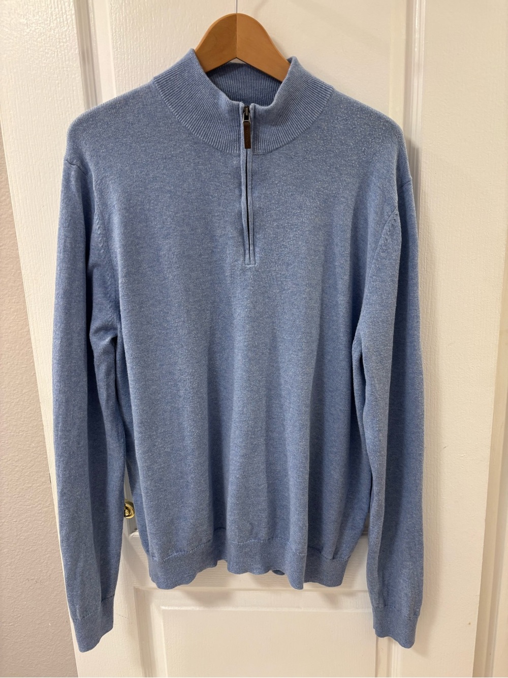 Nordstrom Men's Light Blue 1/4 Quarter Zip Sweater Cotton Cashmere Blend